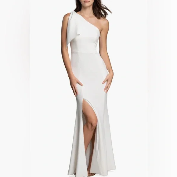 georgina one-shoulder crepe gown dress the population Dress the Population Georgina Gown - Black